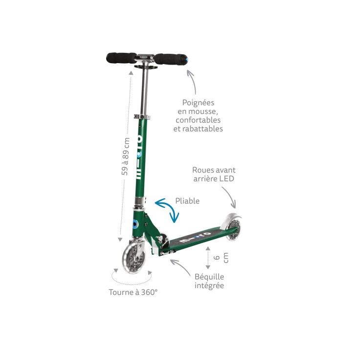 Trottinette Micro Sprite Bleu Océan Grip Rayé