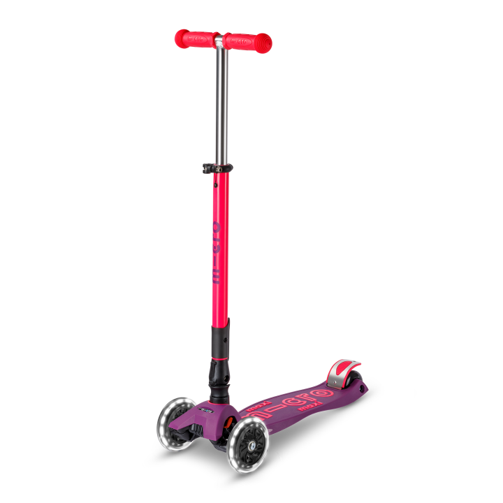 Trottinette enfant Maxi Micro Deluxe pliable Néon Rose LED