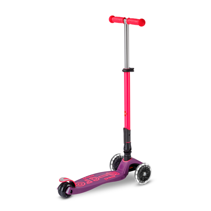 Trottinette enfant Maxi Micro Deluxe pliable Néon Rose LED