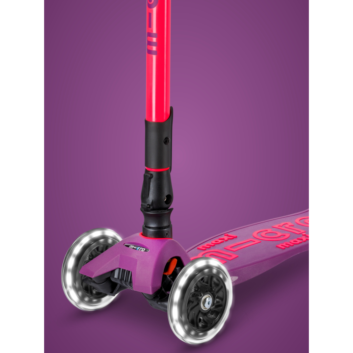Trottinette enfant Maxi Micro Deluxe pliable Néon Rose LED