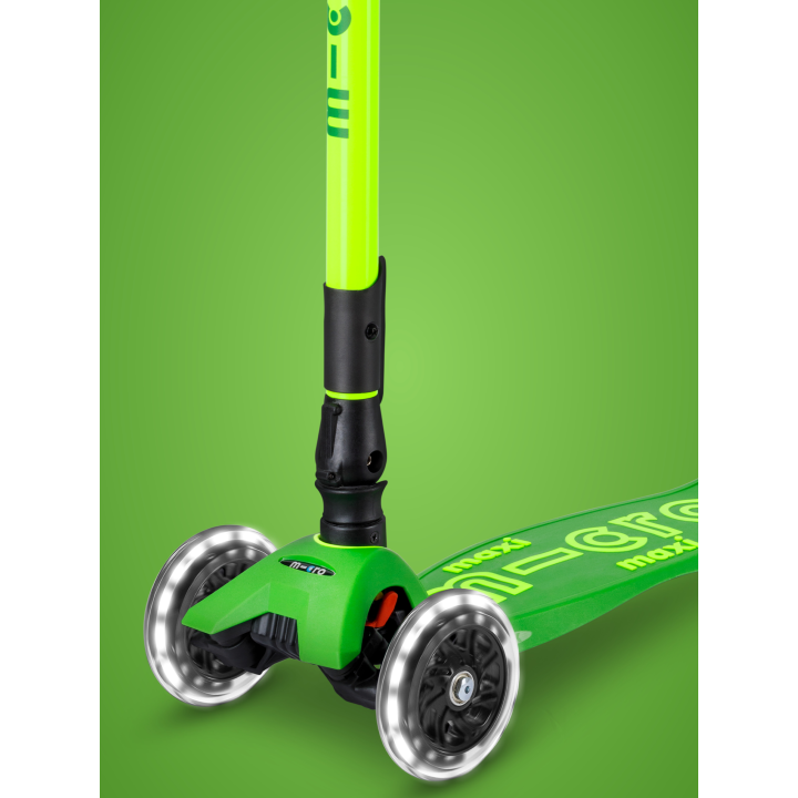 Trottinette enfant Maxi Micro Deluxe pliable Néon Vert LED