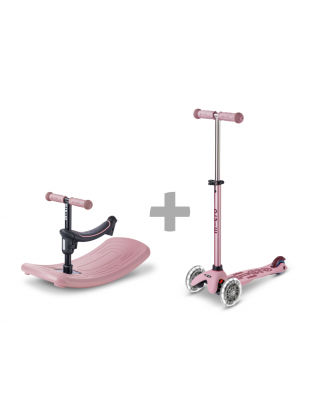 Trottinette évolutive Mini Micro Rock & Go Rose Poudré LED - Presque Parfaits