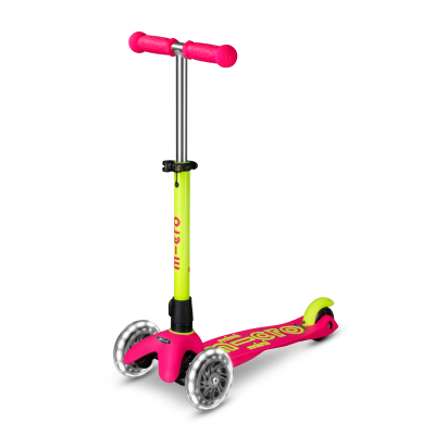 Trottinette 3 roues Mini Micro Deluxe Neon LED Flamingo Yellow