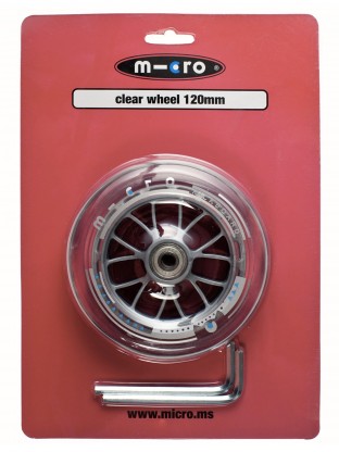 Roue avant 120 mm transparente pour trottinette enfant